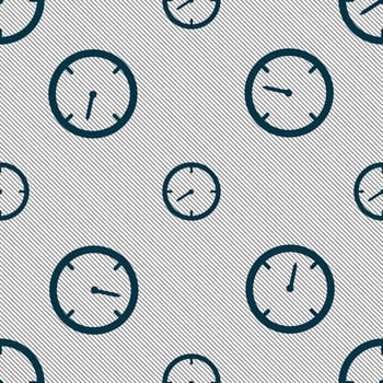 Timer sign icon. Stopwatch symbol.. Seamless pattern with geometric texture. illustration