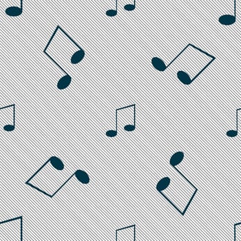 Music note sign icon. Musical symbol. Seamless pattern with geometric texture. illustration