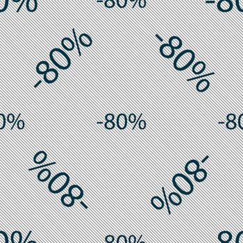 80 percent discount sign icon. Sale symbol. Special offer label. Seamless pattern with geometric texture. illustration