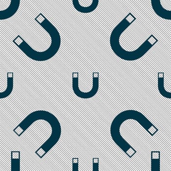 magnet sign icon. horseshoe it symbol. Repair sig. Seamless pattern with geometric texture. illustration