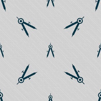 Mathematical Compass sign icon. Seamless pattern with geometric texture. illustration