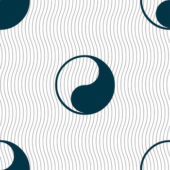 Yin Yang icon sign. Seamless pattern with geometric texture. illustration