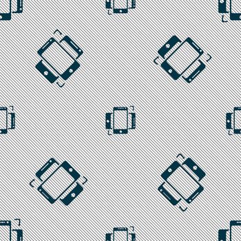 Synchronization sign icon. smartphones sync symbol. Data exchange. Seamless pattern with geometric texture. illustration