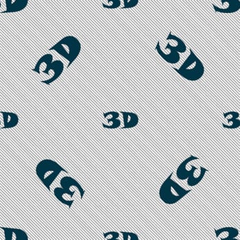 3D sign icon. 3D New technology symbol. Seamless pattern with geometric texture. illustration