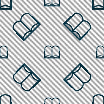 Book sign icon. Open book symbol. Seamless pattern with geometric texture. illustration