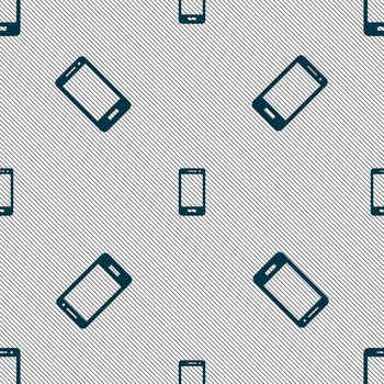 Smartphone sign icon. Support symbol. Call center. Seamless pattern with geometric texture. illustration