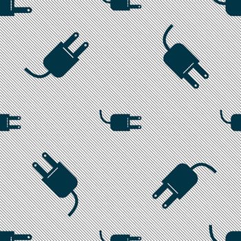 Electric plug sign icon. Power energy symbol. Seamless pattern with geometric texture. illustration