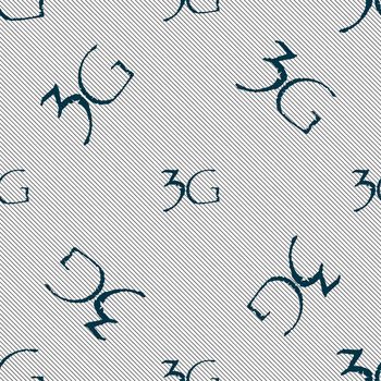 3G sign icon. Mobile telecommunications technology symbol. Seamless pattern with geometric texture. illustration