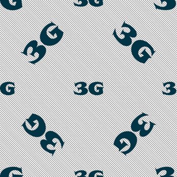 3G sign icon. Mobile telecommunications technology symbol. Seamless pattern with geometric texture. illustration