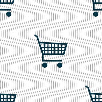 shopping cart icon sign. Seamless pattern with geometric texture. illustration