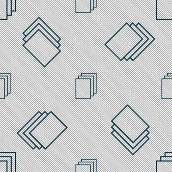 Copy file sign icon. Duplicate document symbol. Seamless pattern with geometric texture. illustration