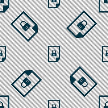 File locked icon sign. Seamless pattern with geometric texture. illustration