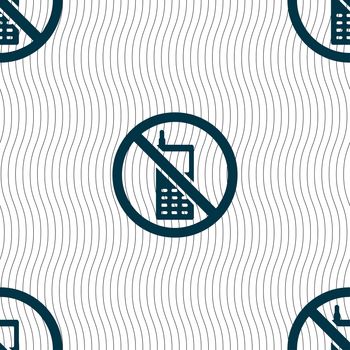 mobile phone is prohibited icon sign. Seamless pattern with geometric texture. illustration