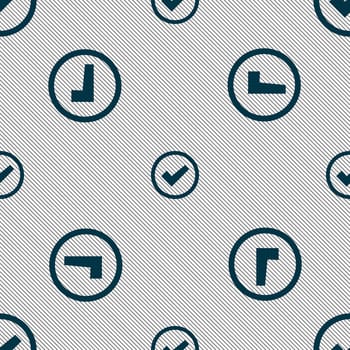 Check mark sign icon . Confirm approved symbol. Seamless pattern with geometric texture. illustration