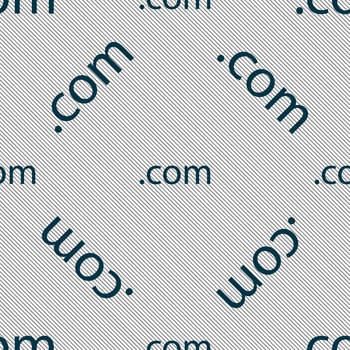 Domain COM sign icon. Top-level internet domain symbol. Seamless pattern with geometric texture. illustration