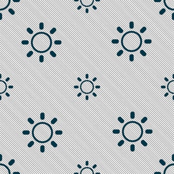 Brightness icon sign. Seamless pattern with geometric texture. illustration