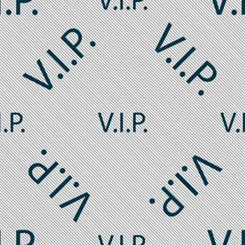 Vip sign icon. Membership symbol. Very important person. Seamless pattern with geometric texture. illustration