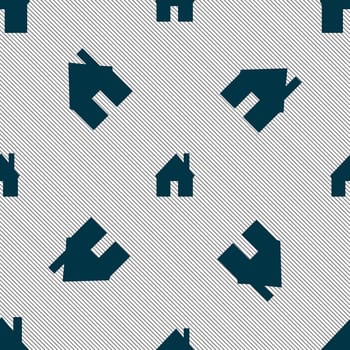 Home sign icon. Main page button. Navigation symbol. Seamless pattern with geometric texture. illustration