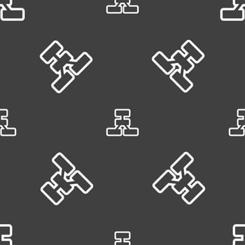 Network icon sign. Seamless pattern on a gray background. illustration