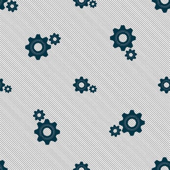 Cog settings sign icon. Cogwheel gear mechanism symbol. Seamless pattern with geometric texture. illustration