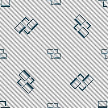 Synchronization sign icon. Notebooks sync symbol. Data exchange. Seamless pattern with geometric texture. illustration