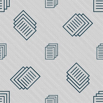 Copy file sign icon. Duplicate document symbol. Seamless pattern with geometric texture. illustration