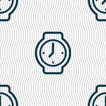 watches icon sign. Seamless pattern with geometric texture. illustration