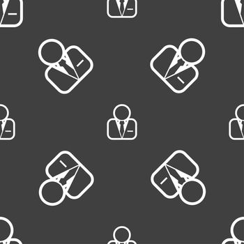 Avatar icon sign. Seamless pattern on a gray background. illustration