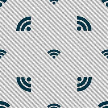 Wifi sign. Wi-fi symbol. Wireless Network icon. Wifi zone. Seamless pattern with geometric texture. illustration
