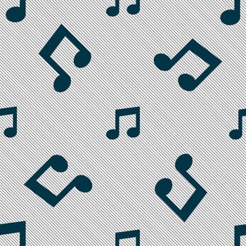 Music note sign icon. Musical symbol. Seamless pattern with geometric texture. illustration