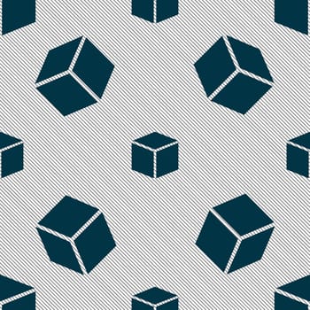 3d cube icon sign. Seamless pattern with geometric texture. illustration