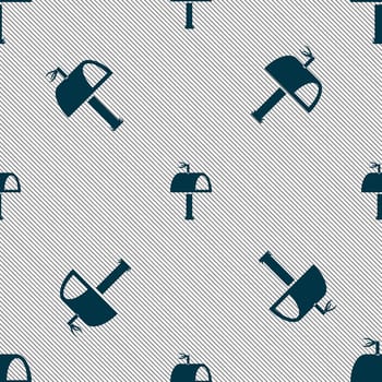 Mailbox icon sign. Seamless pattern with geometric texture. illustration