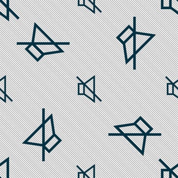 without sound, mute icon sign. Seamless pattern with geometric texture. illustration