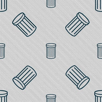 Recycle bin sign icon. Symbol. Seamless pattern with geometric texture. illustration