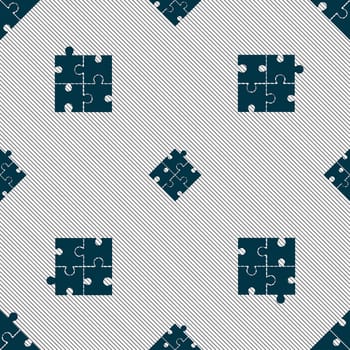 Puzzle piece icon sign. Seamless pattern with geometric texture. illustration