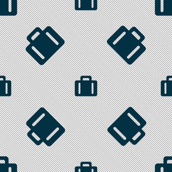 suitcase icon sign. Seamless pattern with geometric texture. illustration