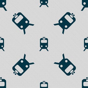 train icon sign. Seamless pattern with geometric texture. illustration