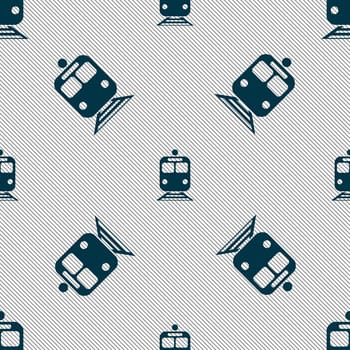 train icon sign. Seamless pattern with geometric texture. illustration