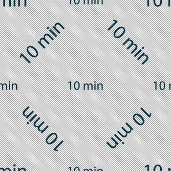 10 minutes sign icon. Seamless pattern with geometric texture. illustration