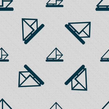 letter, envelope, mail icon sign. Seamless pattern with geometric texture. illustration