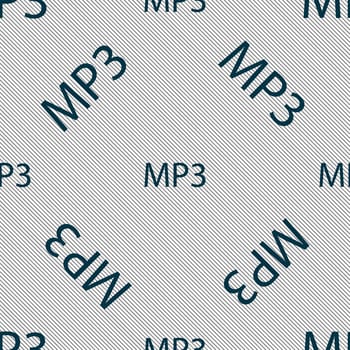 Mp3 music format sign icon. Musical symbol. Seamless pattern with geometric texture. illustration