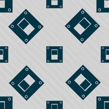 Power switch icon sign. Seamless pattern with geometric texture. illustration