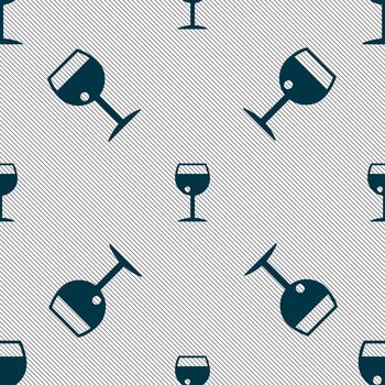 glass of wine icon sign. Seamless pattern with geometric texture. illustration