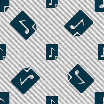 Audio, MP3 file icon sign. Seamless pattern with geometric texture. illustration