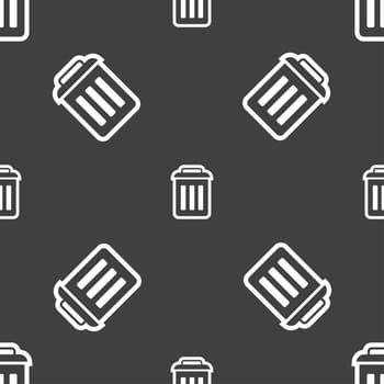 the trash icon sign. Seamless pattern on a gray background. illustration