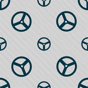 Steering wheel icon sign. Seamless pattern with geometric texture. illustration