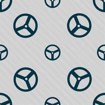 Steering wheel icon sign. Seamless pattern with geometric texture. illustration