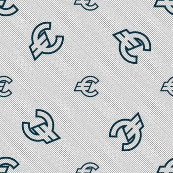 Euro EUR icon sign. Seamless pattern with geometric texture. illustration