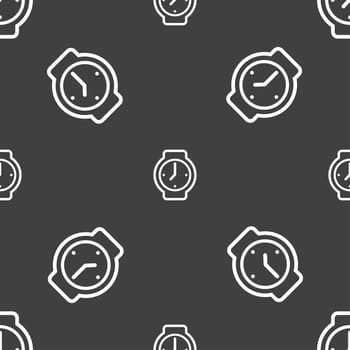 watches icon sign. Seamless pattern on a gray background. illustration