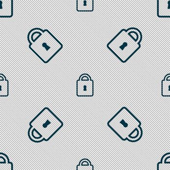 Lock icon sign. Seamless pattern with geometric texture. illustration